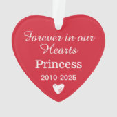 Elegant Red Pet Memorial Foto Keepslag Ornament (achterkant)