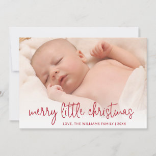Elegant Red Photo Holiday Birth Announement Feestdagenkaart