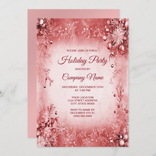 Elégant Red Pink Fête Invitation (Devant / Derrière)