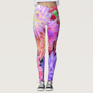 Elegant Red Pink Paars Oranje Flowers Bouquet   Leggings