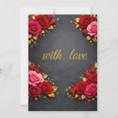 Elegant Red & Pink Roses Wedding Invitation Back (Dos)