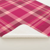 Elegant Red Pink Tartan Pattern Monogram Sherpa Deken (3/4)