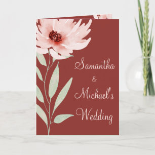Elegant Red Pink Watercolor Floral Wedding Folded