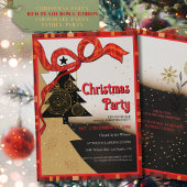 Elegant Red Plaid Ribbon Christmas Party Kaart