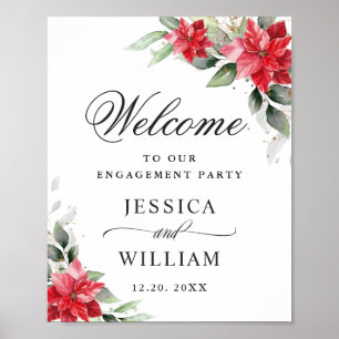 Elegant Red Poinsettia ENGAGTY Welkom Poster