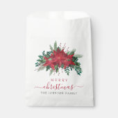 Elegant Red Poinsettia Floral Script Bedankzakje (Voorkant)