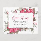 Elegant Red Poinsettia Open House Invitation Briefkaart (Voorkant)