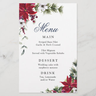 Elegant Red Poinsettia Winter Weddenrenmenu