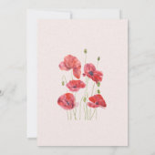 elegant red poppy wedding kaart (Achterkant)