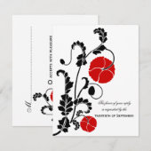 Elégant Red Poppy Wedding RSVP / Cartes de réponse (Devant / Derrière)