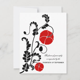 Elégant Red Poppy Wedding RSVP / Cartes de réponse