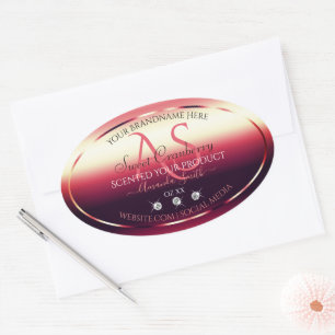 Elegant Red Product Labels diamanten en Initialen