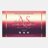 Elegant Red Product Labels diamanten en Initialen (Voorkant)