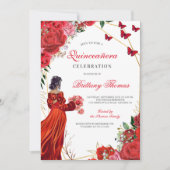 Elegant Red Quinceañera Invitation (Devant)
