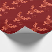 Elegant Red Reindeer Pattern Cute Kerstmis Cadeaupapier (Hoek)