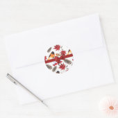 Elegant Red Ribbon Waterverf Winter Pattern Ronde Sticker (Envelop)