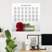 Elegant Red Rose 28 Table Wedding Seating Chart Poster (Thuiskantoor)