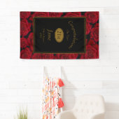 Elegant Red Rose Birthday Gefeliciteerd Spandoek (Insitu)