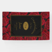 Elegant Red Rose Birthday Gefeliciteerd Spandoek (Horizontaal)
