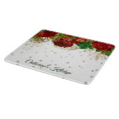 Elegant Red Rose Border Gepersonaliseerd Snijplank (Hoek)
