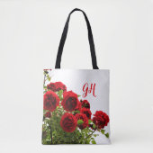 Elegant Red Rose Bouquet Monogram Draagtas (Voorkant)