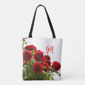 Elegant Red Rose Bouquet Monogram Draagtas (Achterkant)