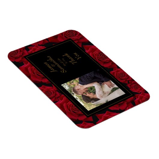 Elegant Red Rose - Bruiloft Dank U Magneet (Rechterzijde)