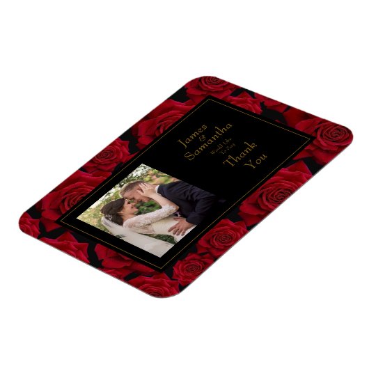 Elegant Red Rose - Bruiloft Dank U Magneet (Linkerzijde)