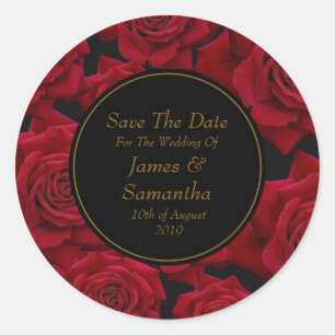 Elegant Red Rose - Bruiloft Save The Date Ronde Sticker