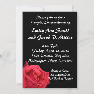 Elegant Red Rose Couples Shower Invitations Kaart