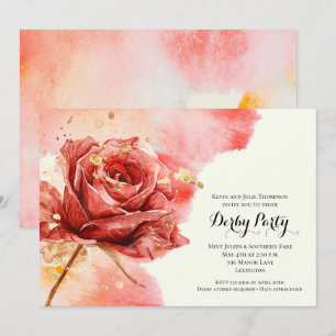 Elegant Red Rose Derby Party Kaart