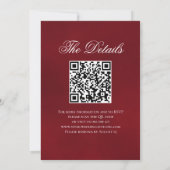 Elegant Red Rose Fancy Script QR Code Weddenschap Kaart (Achterkant)