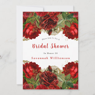 Elegant Red Rose Floral Lijst Vrijgezellenfeest Kaart