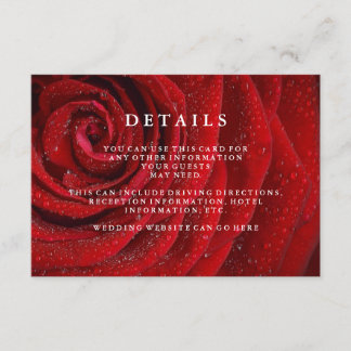 Elegant Red Rose Floral Wedding Details Enclosure Informatiekaartje