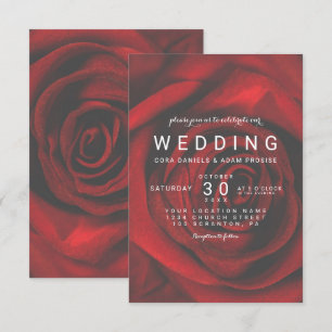 Elegant Red Rose Floral Wedding Invitation Kaart