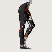 Elegant Red Rose Flower Black Leggings (Rechts)
