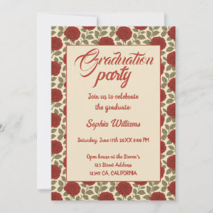 Élégant Red Rose Graduation Invitation avec photos