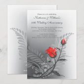 Elegant Red Rose Jubileum Uitnodiging (Voorkant / Achterkant)