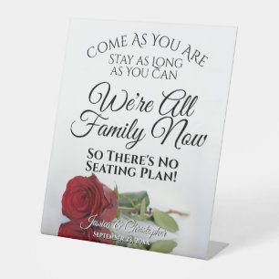 Elegant Red Rose Open Seating Weddenschap Reclamebord Met Voetstuk