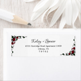 Elegant Red Rose Return-adreslabels Etiket