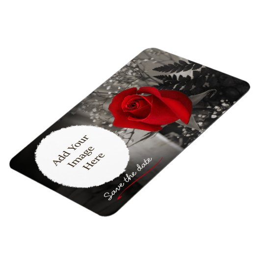 Elegant Red Rose Save the Date Oval Opening Magneet (Linkerzijde)