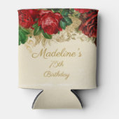 Elegant Red Rose Tan 75th Any Age Birthday Blikjeskoeler (Voorkant)