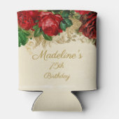 Elegant Red Rose Tan 75th Any Age Birthday Blikjeskoeler (Achterkant)