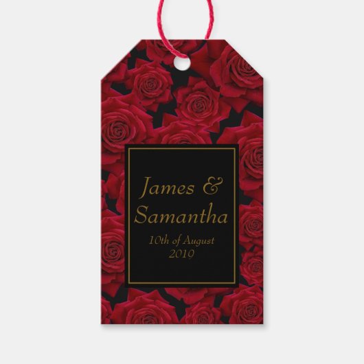 Elegant Red Rose - Wedding Cadeaulabel (Voorkant)