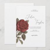 Elegant Red Rose Wedding Invitation (Devant / Derrière)