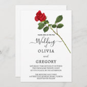 Elegant Red Rose wedding Invitation Kaart (Voorkant / Achterkant)