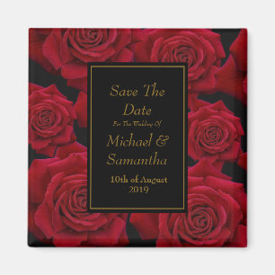 Elegant Red Rose - Wedding Save the Date Magneet