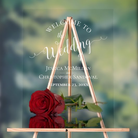 Elegant Red Rose White Text Wedding Welcome (Neutre)