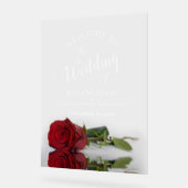 Elegant Red Rose White Text Wedding Welcome Acryl Bord (Hoek)