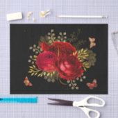 Elegant Red Roses Butterfly Gold Tissuepapier (Craft)